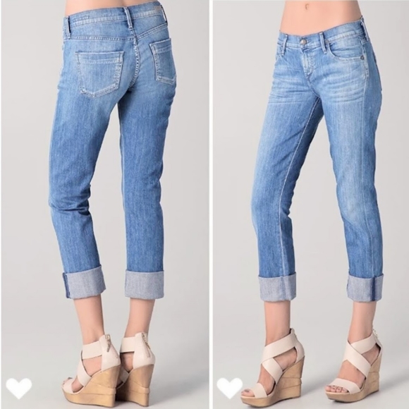 Citizens Of Humanity Denim - Citizens of Humanity Dani Capri Crop Light Wash Straight Cuffed Mid Rise Jeans